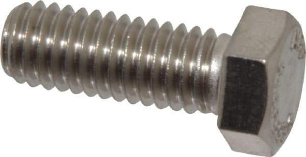 Value Collection - 3/8-16 UNC, 1" Length Under Head Hex Head Cap Screw - Grade 316 Stainless Steel, 9/16" Hex - Exact Industrial Supply