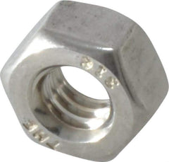 Value Collection - 1/4-20 UNC Stainless Steel Right Hand Hex Nut - 7/16" Across Flats, 7/32" High, Uncoated - Exact Industrial Supply