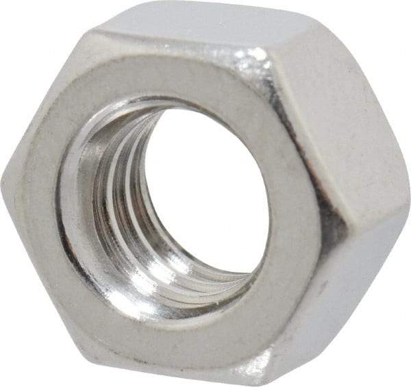 Value Collection - 5/16-18 UNC Stainless Steel Right Hand Hex Nut - 1/2" Across Flats, 17/64" High, Uncoated - Exact Industrial Supply
