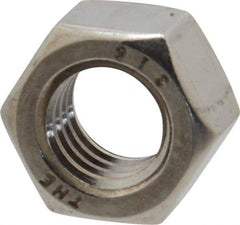 Value Collection - 3/8-16 UNC Stainless Steel Right Hand Hex Nut - 9/16" Across Flats, 21/64" High, Uncoated - Exact Industrial Supply