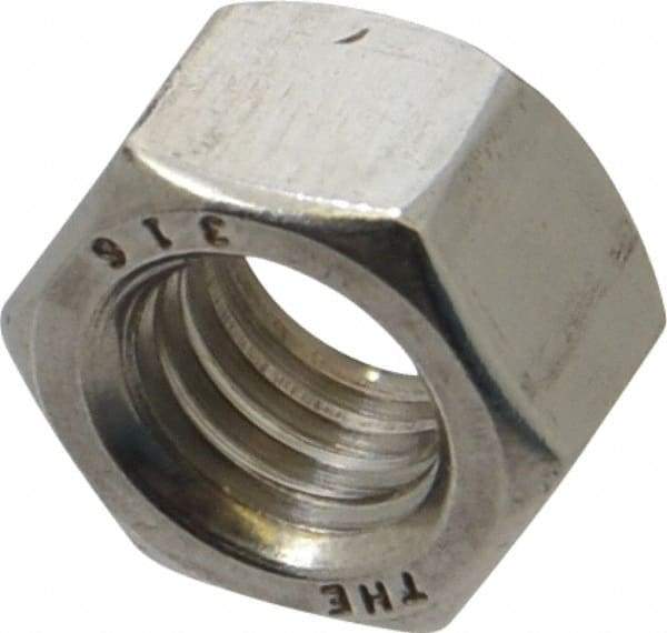 Value Collection - 1/2-13 UNC Stainless Steel Right Hand Hex Nut - 3/4" Across Flats, 7/16" High, Uncoated - Exact Industrial Supply