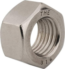 Value Collection - 1-8 UNC Stainless Steel Right Hand Hex Nut - 1-1/2" Across Flats, 55/64" High, Uncoated - Exact Industrial Supply