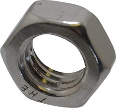 Value Collection - 1/2-13 UNC Stainless Steel Right Hand Hex Jam Nut - 3/4" Across Flats, 5/16" High, Uncoated - Exact Industrial Supply