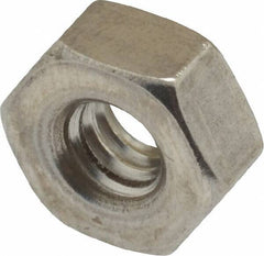 Value Collection - 1/4-20 UNC Stainless Steel Right Hand Heavy Hex Nut - 1/2" Across Flats, 15/64" High, Uncoated - Exact Industrial Supply