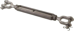 Made in USA - 2,200 Lb Load Limit, 1/2" Thread Diam, 6" Take Up, Stainless Steel Jaw & Jaw Turnbuckle - 7-1/2" Body Length, 3/4" Neck Length, 13" Closed Length - Exact Industrial Supply