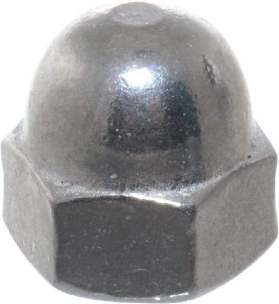 Value Collection - #10-24 UNC, 3/8" Width Across Flats, Uncoated, Stainless Steel Acorn Nut - 9/32" Overall Height, Grade 18-8 - Exact Industrial Supply