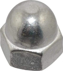 Value Collection - 1/4-20" UNC, 7/16" Width Across Flats, Uncoated, Stainless Steel Acorn Nut - 21/64" Overall Height, Grade 18-8 - Exact Industrial Supply