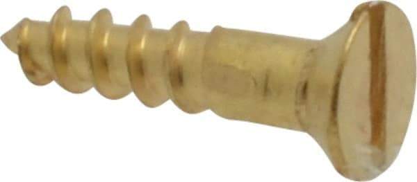 Value Collection - #2, 3/8" OAL, Slotted Drive, Flat Head Wood Screw - ASME B18.6.1, Brass - Exact Industrial Supply