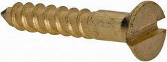 Value Collection - #2, 1/2" OAL, Slotted Drive, Flat Head Wood Screw - ASME B18.6.1, Brass - Exact Industrial Supply