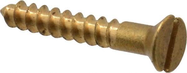 Value Collection - #4, 3/4" OAL, Slotted Drive, Flat Head Wood Screw - ASME B18.6.1, Brass - Exact Industrial Supply