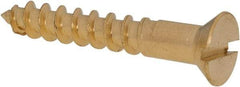 Value Collection - #10, 1-1/4" OAL, Slotted Drive, Flat Head Wood Screw - ASME B18.6.1, Brass - Exact Industrial Supply
