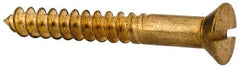 Value Collection - #10, 1-1/2" OAL, Slotted Drive, Flat Head Wood Screw - ASME B18.6.1, Brass - Exact Industrial Supply