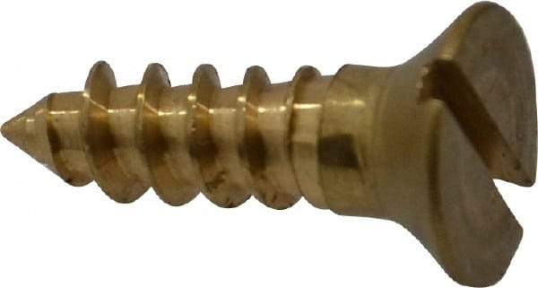 Value Collection - #12, 3/4" OAL, Slotted Drive, Flat Head Wood Screw - ASME B18.6.1, Brass - Exact Industrial Supply