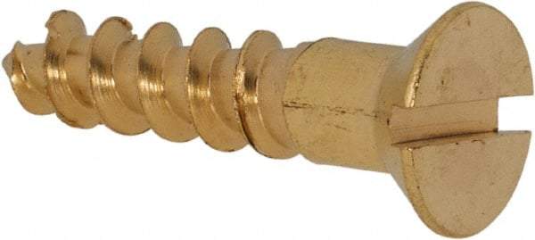 Value Collection - #12, 1" OAL, Slotted Drive, Flat Head Wood Screw - ASME B18.6.1, Brass - Exact Industrial Supply