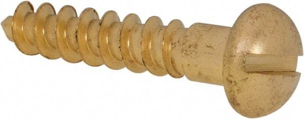 Value Collection - #14, 1-1/4" OAL, Slotted Drive, Flat Head Wood Screw - ASME B18.6.1, Brass - Exact Industrial Supply