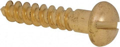 Value Collection - #14, 1-1/4" OAL, Slotted Drive, Flat Head Wood Screw - ASME B18.6.1, Brass - Exact Industrial Supply