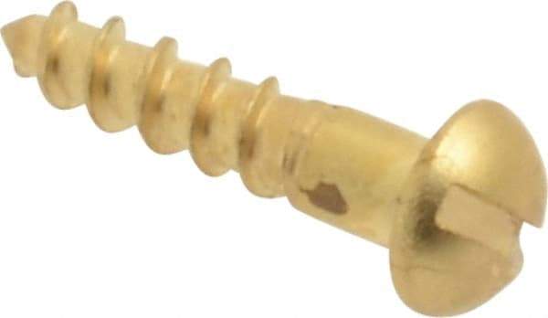 Value Collection - #2, 3/8" Length Under Head, Slotted Drive, Round Head Wood Screw - ASME B18.6.1, Brass - Exact Industrial Supply