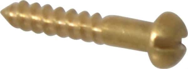 Value Collection - #2, 1/2" Length Under Head, Slotted Drive, Round Head Wood Screw - ASME B18.6.1, Brass - Exact Industrial Supply