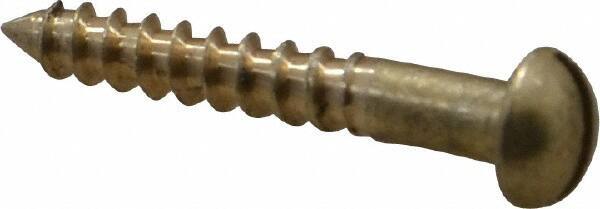 Value Collection - #4, 3/4" Length Under Head, Slotted Drive, Round Head Wood Screw - ASME B18.6.1, Brass - Exact Industrial Supply