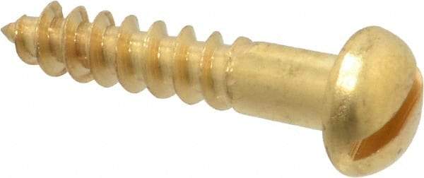 Value Collection - #10, 1" Length Under Head, Slotted Drive, Round Head Wood Screw - ASME B18.6.1, Brass - Exact Industrial Supply