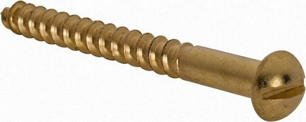 Value Collection - #10, 2" Length Under Head, Slotted Drive, Round Head Wood Screw - ASME B18.6.1, Brass - Exact Industrial Supply