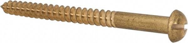 Value Collection - #14, 3" Length Under Head, Slotted Drive, Round Head Wood Screw - ASME B18.6.1, Brass - Exact Industrial Supply