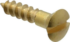 Value Collection - #4, 1/2" Length Under Head, Slotted Drive, Oval Head Wood Screw - ASME B18.6.1, Brass - Exact Industrial Supply
