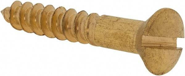 Value Collection - #10, 1-1/4" Length Under Head, Slotted Drive, Oval Head Wood Screw - ASME B18.6.1, Brass - Exact Industrial Supply