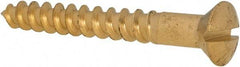 Value Collection - #10, 1-1/2" Length Under Head, Slotted Drive, Oval Head Wood Screw - ASME B18.6.1, Brass - Exact Industrial Supply