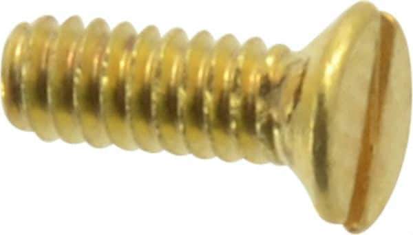 Value Collection - #2-56 UNC, 1/4" OAL Slotted Drive Machine Screw - Flat Head, Brass, Uncoated, Without Washer - Exact Industrial Supply