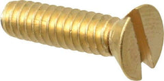 Value Collection - #10-24 UNC, 3/4" OAL Slotted Drive Machine Screw - Flat Head, Brass, Without Washer - Exact Industrial Supply