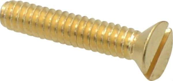 Value Collection - #10-24 UNC, 1" OAL Slotted Drive Machine Screw - Flat Head, Brass, Without Washer - Exact Industrial Supply
