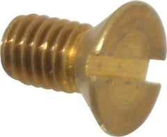 Value Collection - #10-32 UNF, 3/8" OAL Slotted Drive Machine Screw - Flat Head, Brass, Without Washer - Exact Industrial Supply