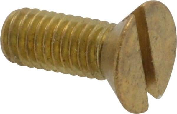 Value Collection - #10-32 UNF, 1/2" OAL Slotted Drive Machine Screw - Flat Head, Brass, Without Washer - Exact Industrial Supply