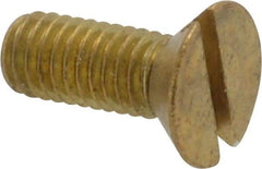 Value Collection - #10-32 UNF, 1/2" OAL Slotted Drive Machine Screw - Flat Head, Brass, Without Washer - Exact Industrial Supply