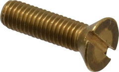 Value Collection - #10-32 UNF, 3/4" OAL Slotted Drive Machine Screw - Flat Head, Brass, Without Washer - Exact Industrial Supply