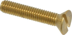 Value Collection - #10-32 UNF, 1" OAL Slotted Drive Machine Screw - Flat Head, Brass, Without Washer - Exact Industrial Supply