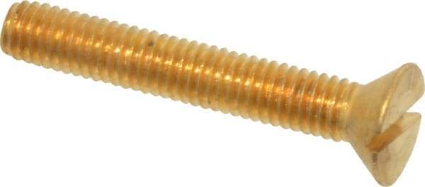 Value Collection - #10-32 UNF, 1-1/4" OAL Slotted Drive Machine Screw - Flat Head, Brass, Without Washer - Exact Industrial Supply