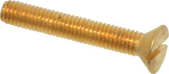 Value Collection - #10-32 UNF, 1-1/4" OAL Slotted Drive Machine Screw - Flat Head, Brass, Without Washer - Exact Industrial Supply