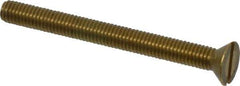 Value Collection - #10-32 UNF, 2" OAL Slotted Drive Machine Screw - Flat Head, Brass, Without Washer - Exact Industrial Supply