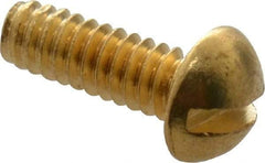 Value Collection - #2-56 UNC, 1/4" Length Under Head Slotted Drive Machine Screw - Round Head, Brass, Uncoated, Without Washer - Exact Industrial Supply