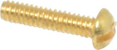 Value Collection - #2-56 UNC, 3/8" Length Under Head Slotted Drive Machine Screw - Round Head, Brass, Uncoated, Without Washer - Exact Industrial Supply