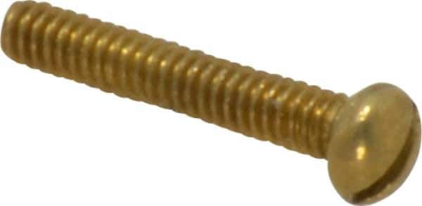 Value Collection - #2-56 UNC, 1/2" Length Under Head Slotted Drive Machine Screw - Round Head, Brass, Uncoated, Without Washer - Exact Industrial Supply