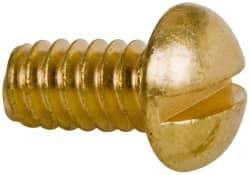 Value Collection - #10-24 UNC, 3/8" Length Under Head Slotted Drive Machine Screw - Round Head, Brass, Without Washer - Exact Industrial Supply