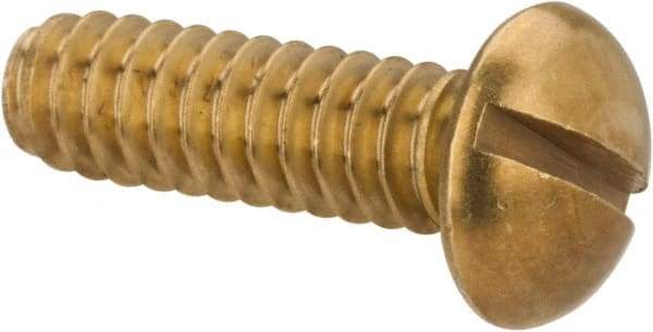 Value Collection - #10-24 UNC, 5/8" Length Under Head Slotted Drive Machine Screw - Round Head, Brass, Without Washer - Exact Industrial Supply