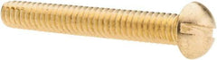 Value Collection - #10-24 UNC, 1-1/2" Length Under Head Slotted Drive Machine Screw - Round Head, Brass, Without Washer - Exact Industrial Supply