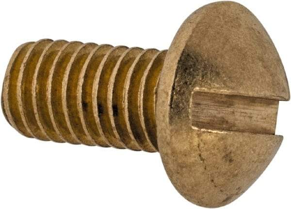 Value Collection - #10-32 UNF, 3/8" Length Under Head Slotted Drive Machine Screw - Round Head, Brass, Without Washer - Exact Industrial Supply