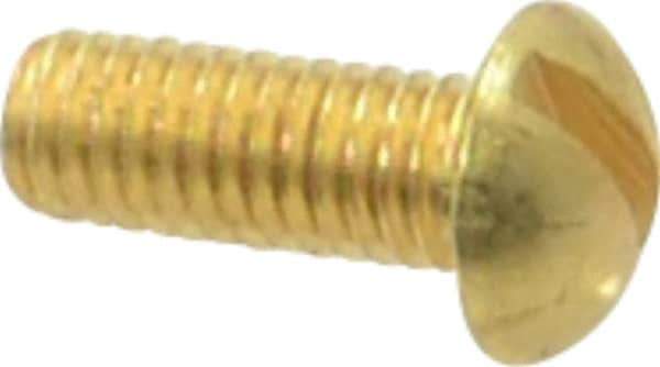 Value Collection - #10-32 UNF, 1/2" Length Under Head Slotted Drive Machine Screw - Round Head, Brass, Without Washer - Exact Industrial Supply