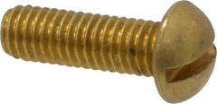 Value Collection - #10-32 UNF, 5/8" Length Under Head Slotted Drive Machine Screw - Round Head, Brass, Without Washer - Exact Industrial Supply