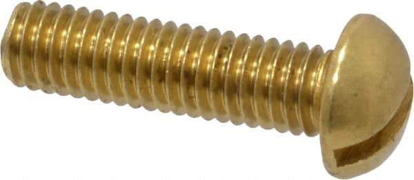 Value Collection - #10-32 UNF, 3/4" Length Under Head Slotted Drive Machine Screw - Round Head, Brass, Without Washer - Exact Industrial Supply